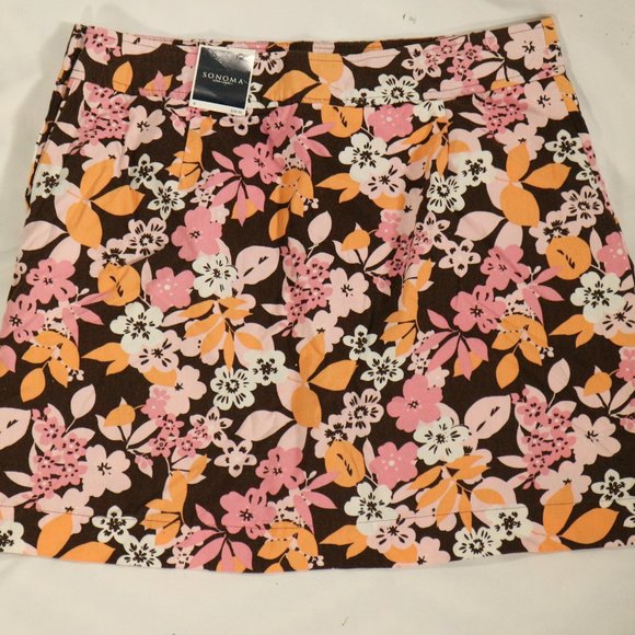 SONOMA Misses Multicolor Floral Skort Skirt Short Sz 8 US - Picture 6 of 10